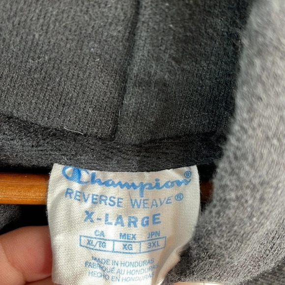 CHAMPION Mens Reverse Weave Black 3D Spellout Logo Hoodie Kangaroo Pocket XL - Picture 8 of 11